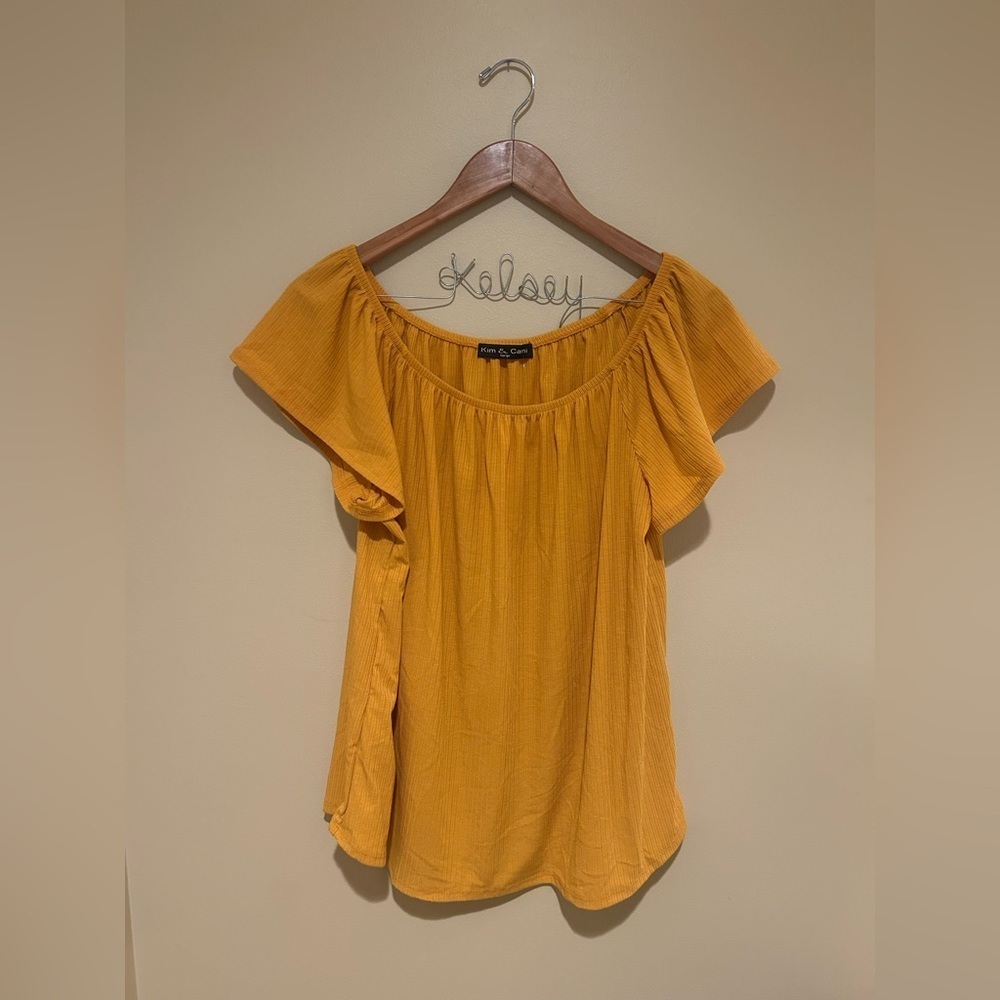 Boho *NWT* Kim & Cami Mustard Yellow Women's Blouse Size Large